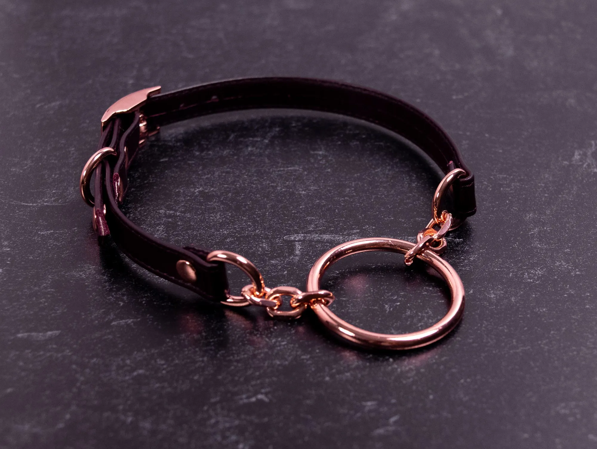 12.5" - 15" Burgundy Leather O-Ring Collar _ LIMITED _