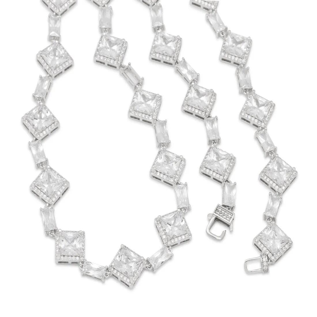 14mm Clustered Princess-Cut Tennis Chain