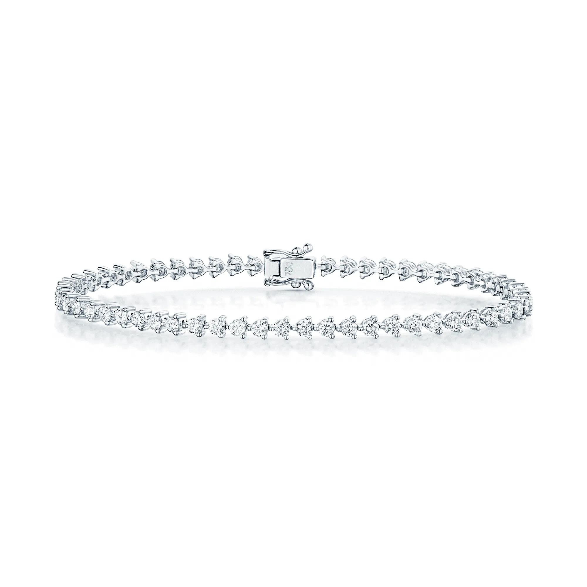 18ct White Gold Brilliant Cut Diamond Three Claw Set Line Bracelet