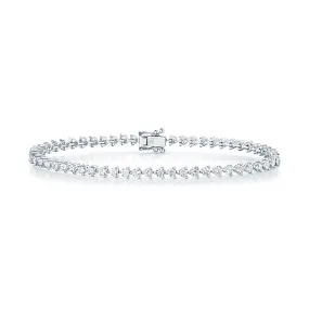 18ct White Gold Brilliant Cut Diamond Three Claw Set Line Bracelet