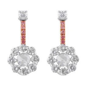 18k White Rose Gold Rose-Cut Diamond Drop Earrings