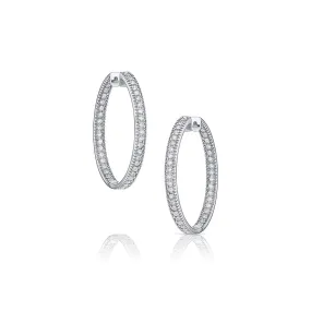 18kt White Gold 2.50ctw Diamond Inside Out Hoop Earrings