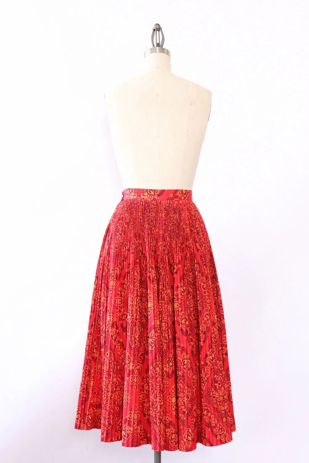 1950s Bandana Accordion Pleat Circle Skirt XS