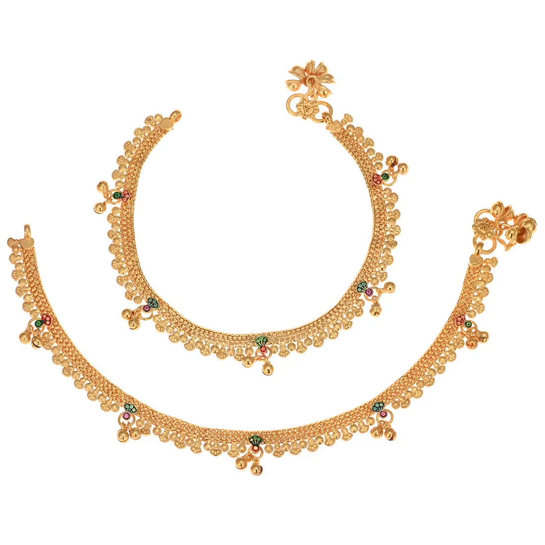 AanyaCentric Gold Plated Traditional Anklets Payal - Classic and Stylish for Women and Girls