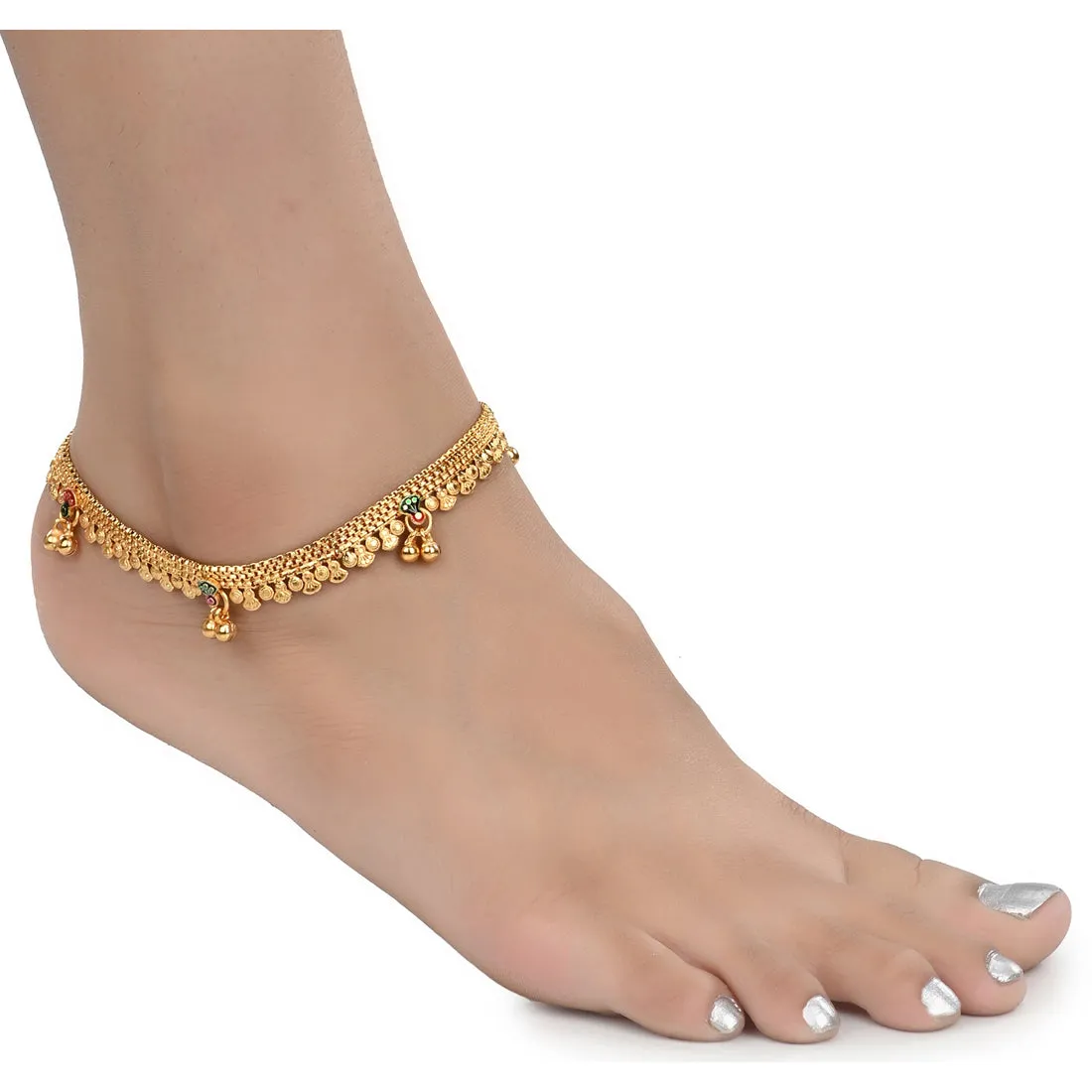 AanyaCentric Gold Plated Traditional Anklets Payal - Classic and Stylish for Women and Girls