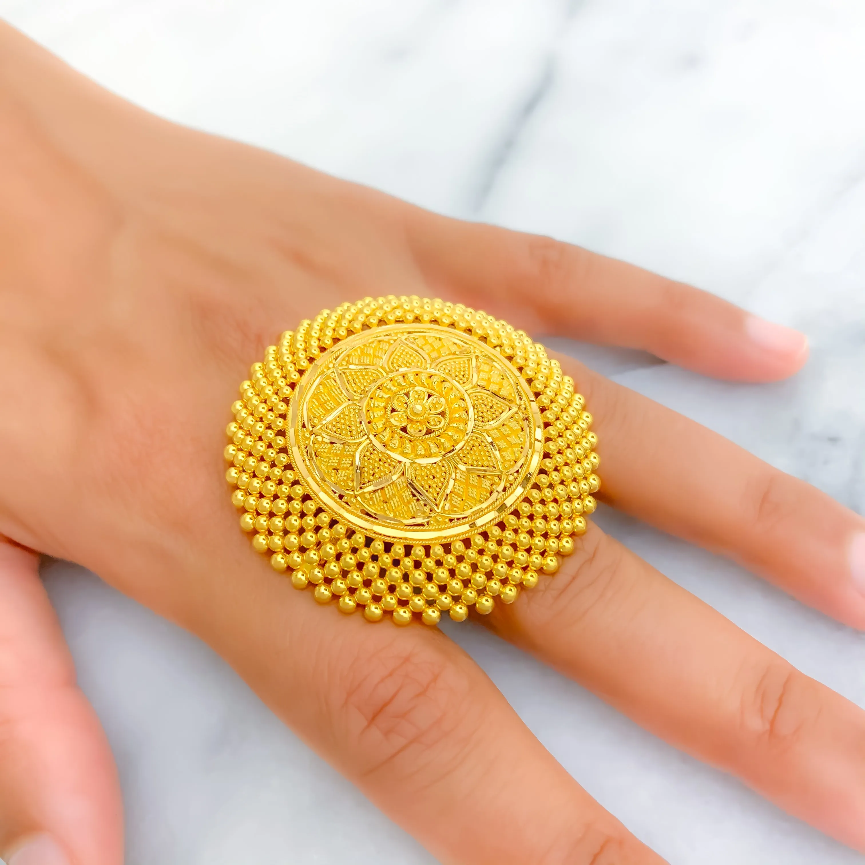 Adjustable Dome 22k Gold Statement Ring