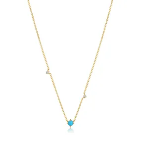 Ania Haie 14kt Gold Turquoise and White Sapphire Necklace