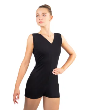 Ballet Rosa Fuki V Neck Low Back Bamboo Knit Tank Romper Unitard - Womens