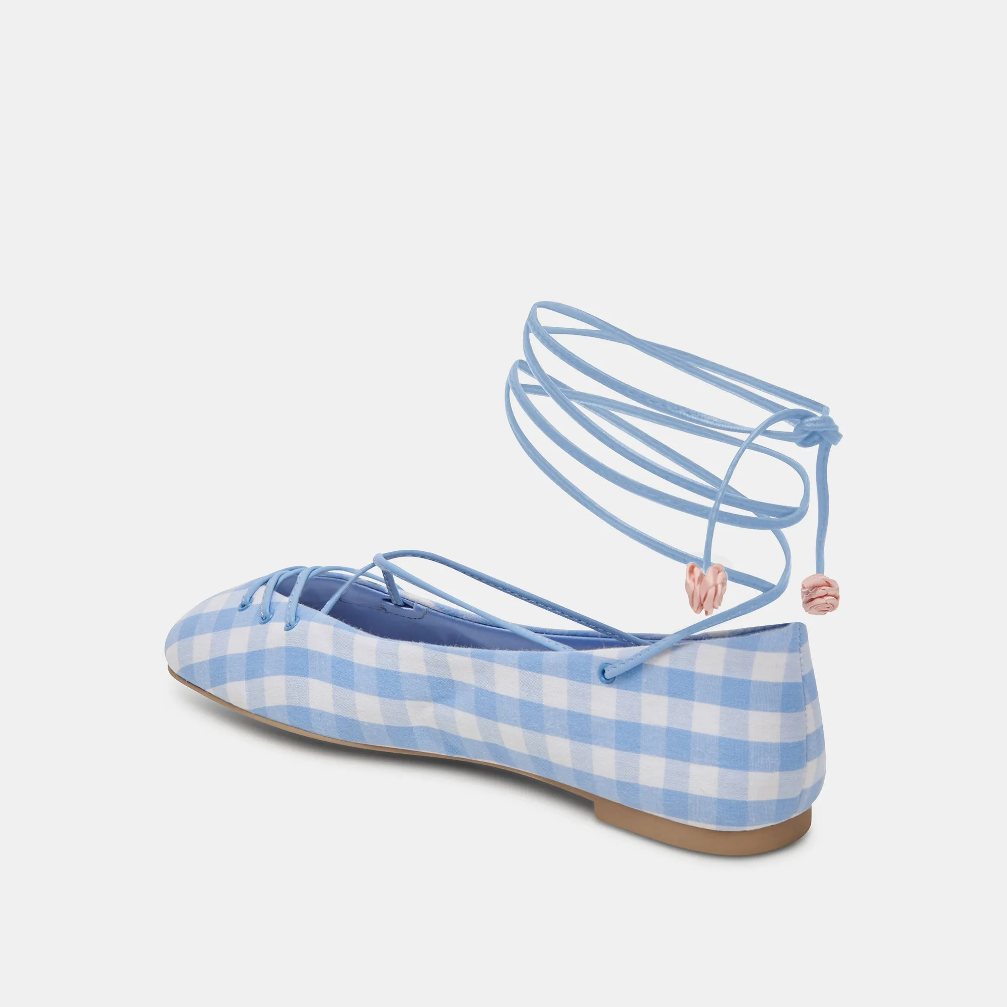 BEATE BALLET FLATS WHITE BLUE GINGHAM