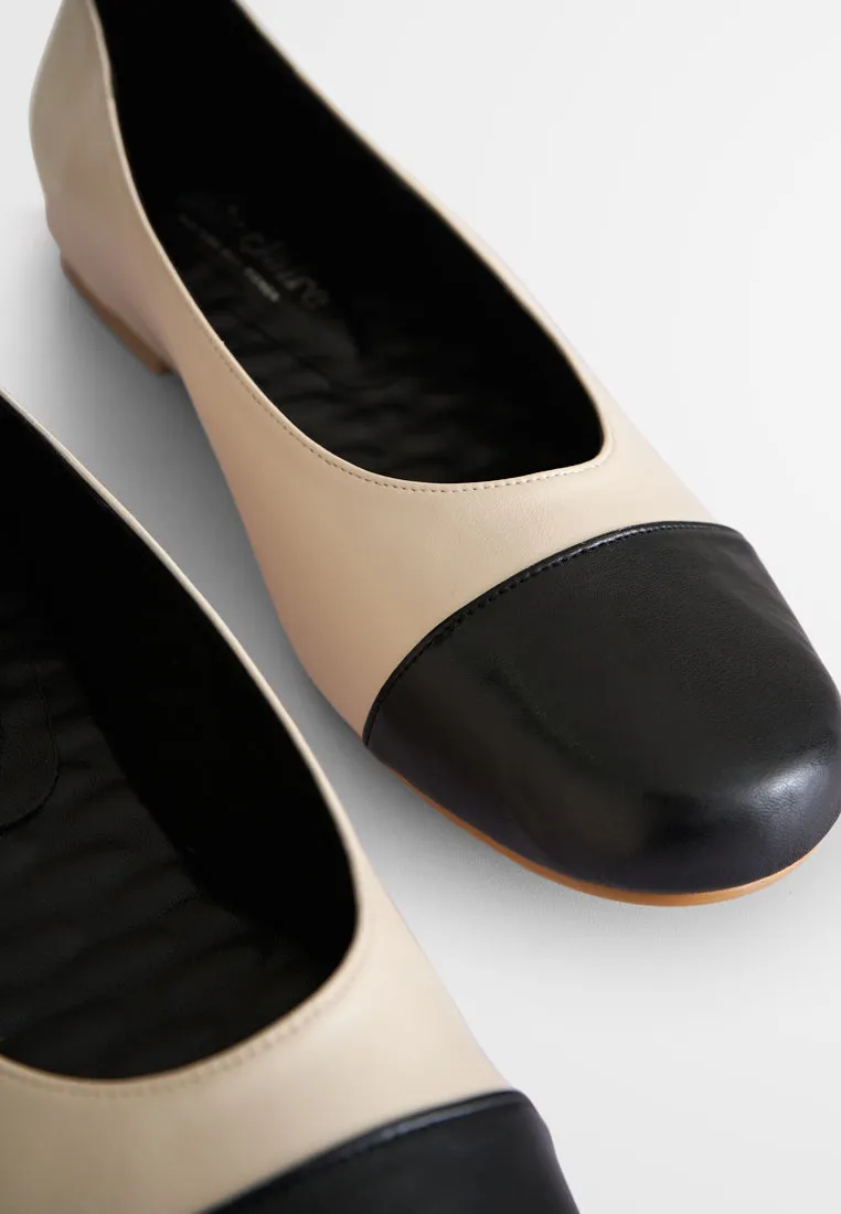 Bernardine Colour Block Ballerina Flats - Black