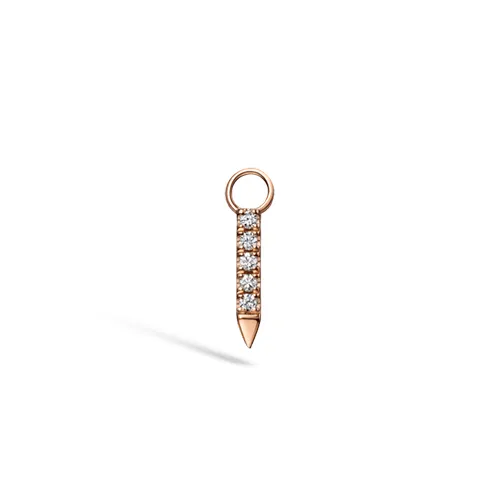 Black and White Diamond Eternity Bar Charm by Maria Tash in 18K Rose Gold.