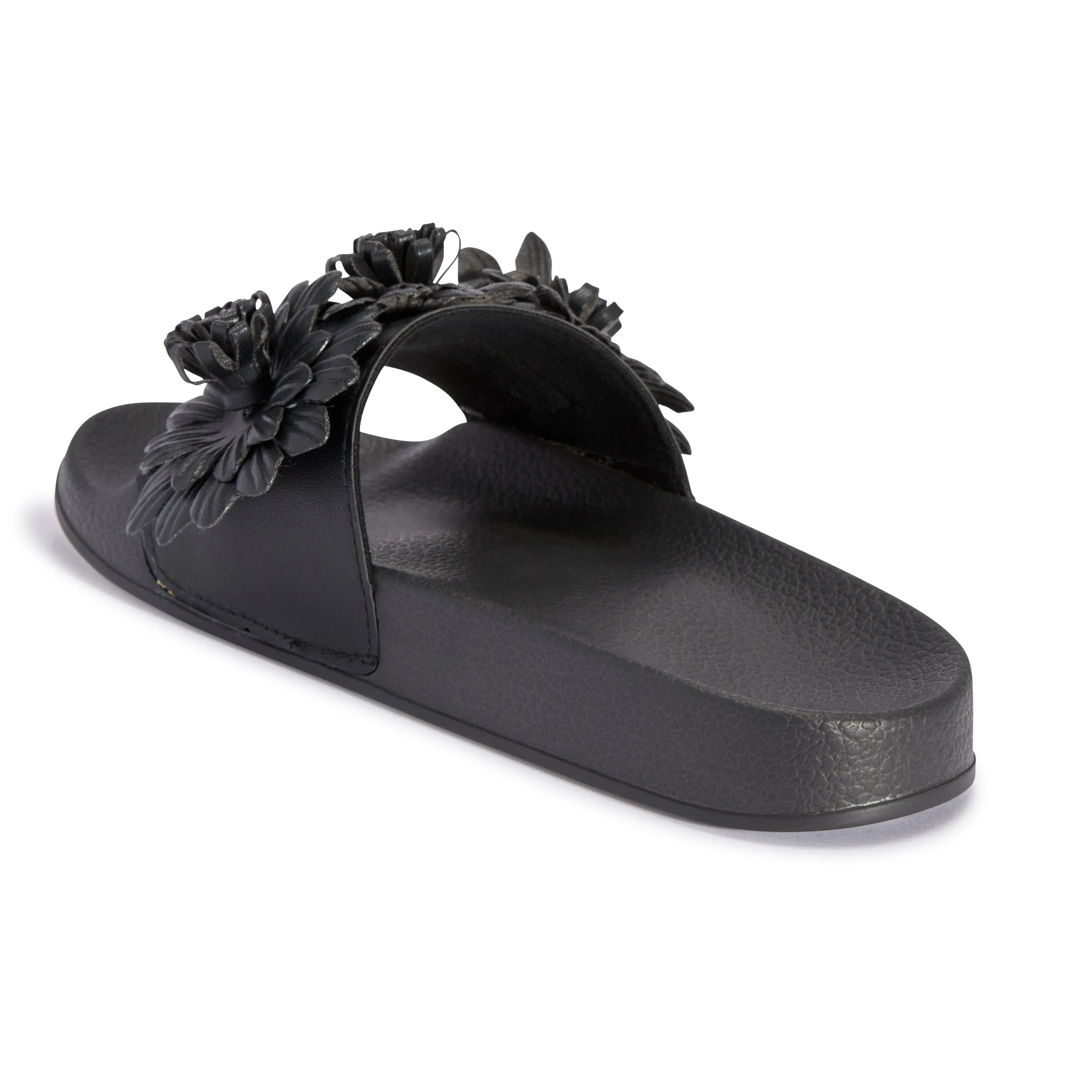 Black Flower Flat Sliders