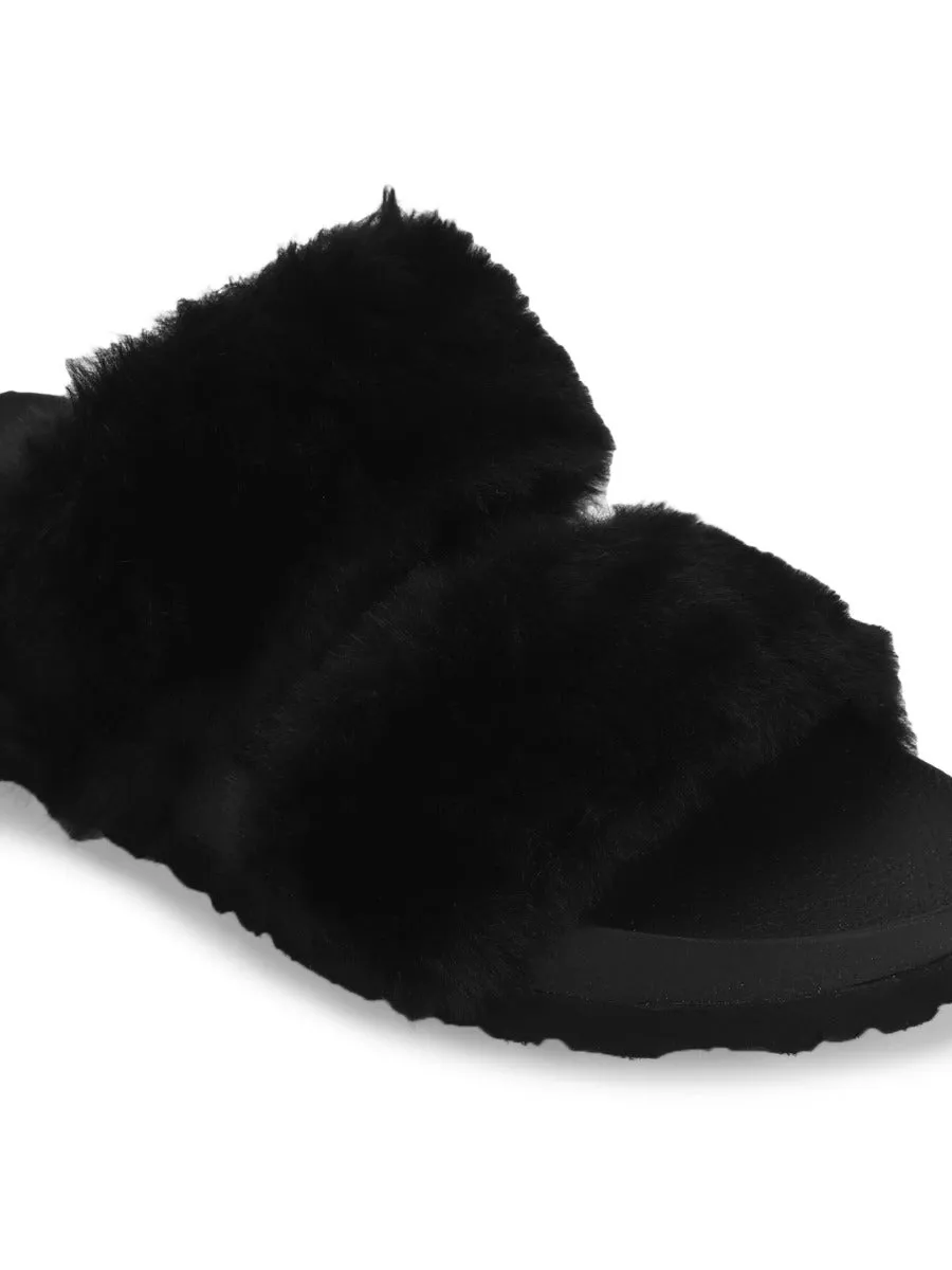 Black Furry Slip Ons