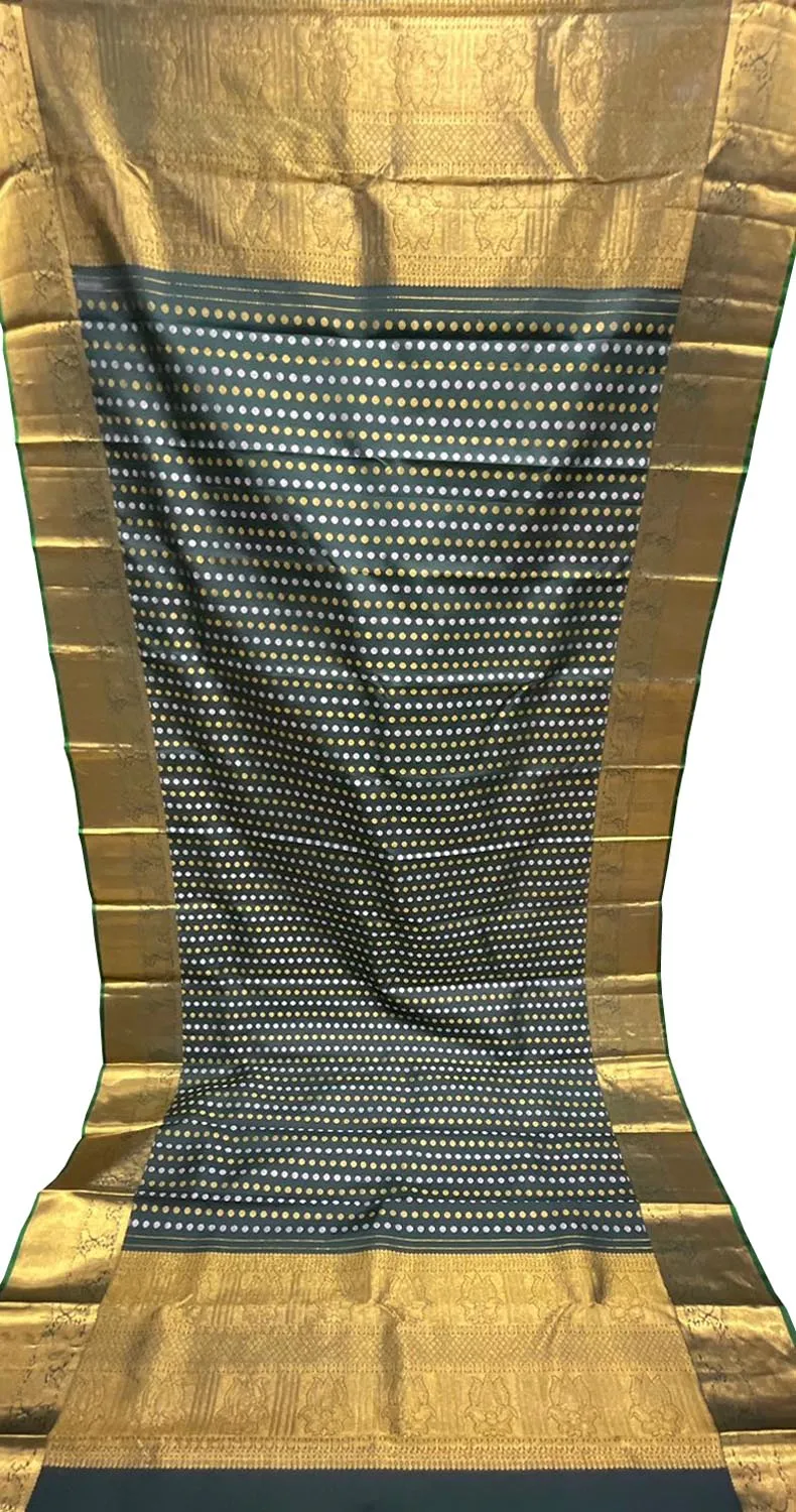 Black Kanjeevaram Handloom Pure Silk Dupatta