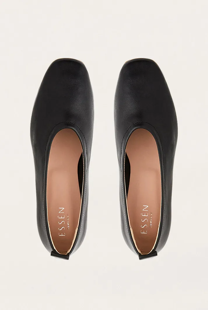 Black Leather Ballet Flats