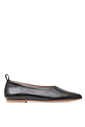 Black Leather Ballet Flats