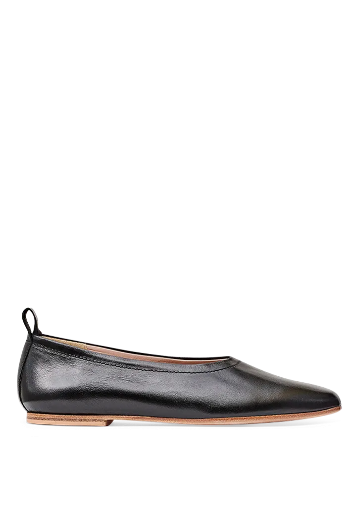 Black Leather Ballet Flats