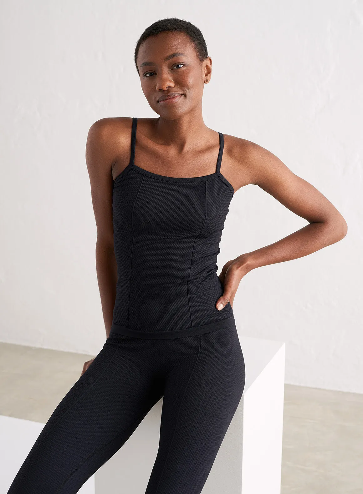 Black Luxe Seamless Strap Singlet