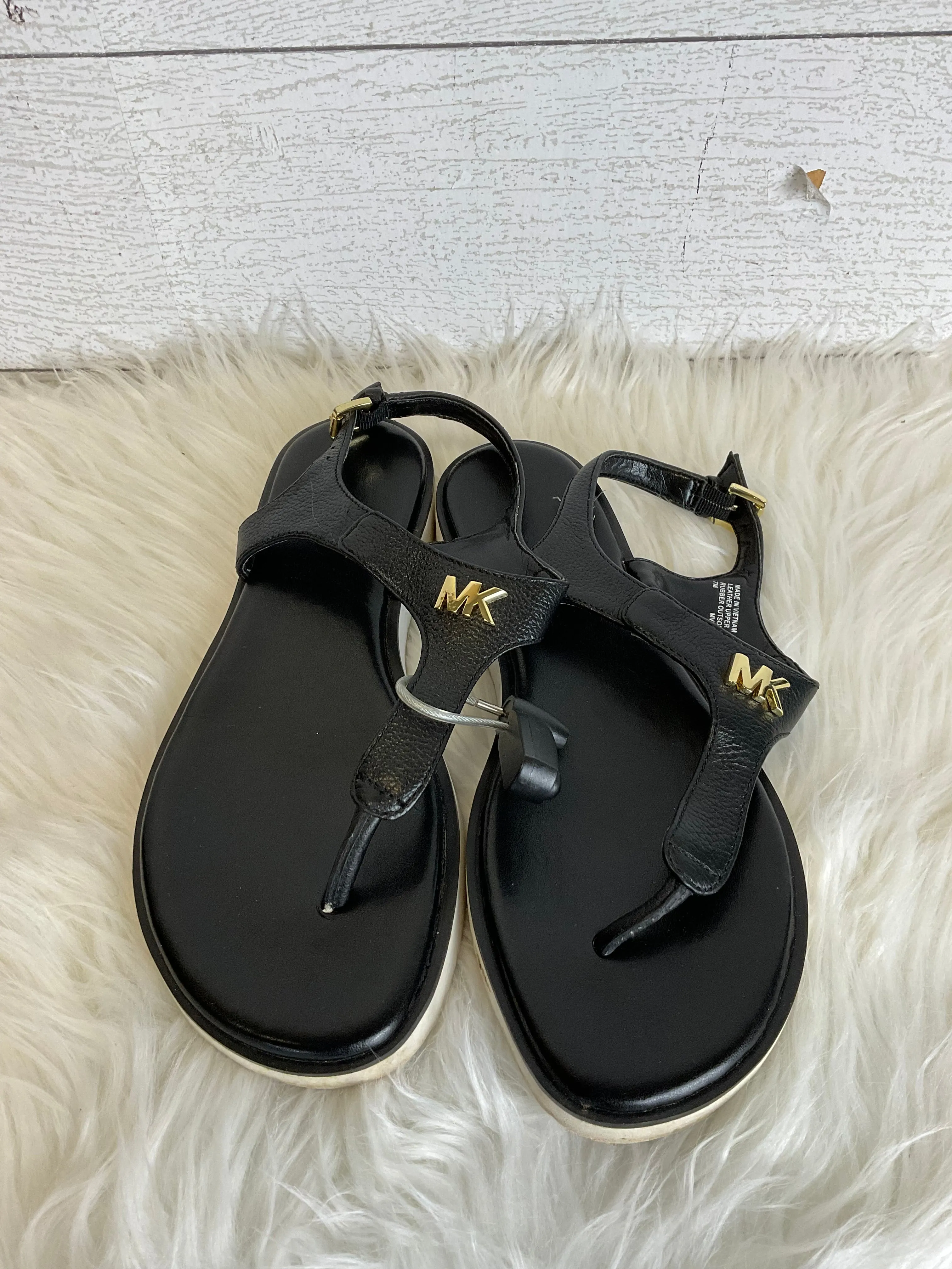 Black Sandals Flats Michael By Michael Kors, Size 7