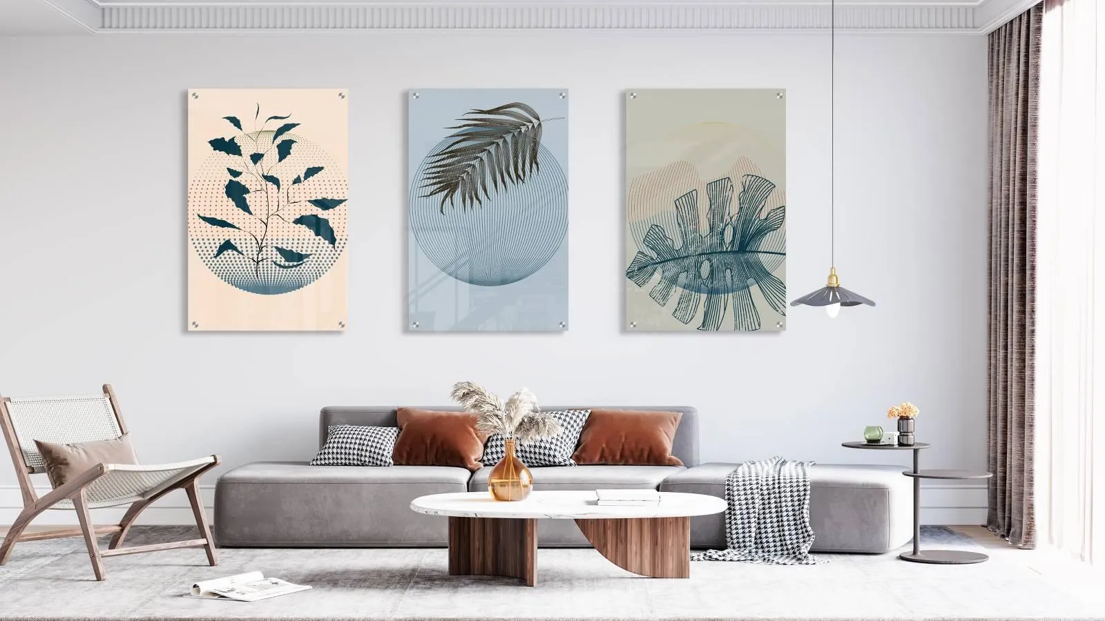 Botanical Pattern Set of 3 Prints Modern Wall Art Modern Artwork