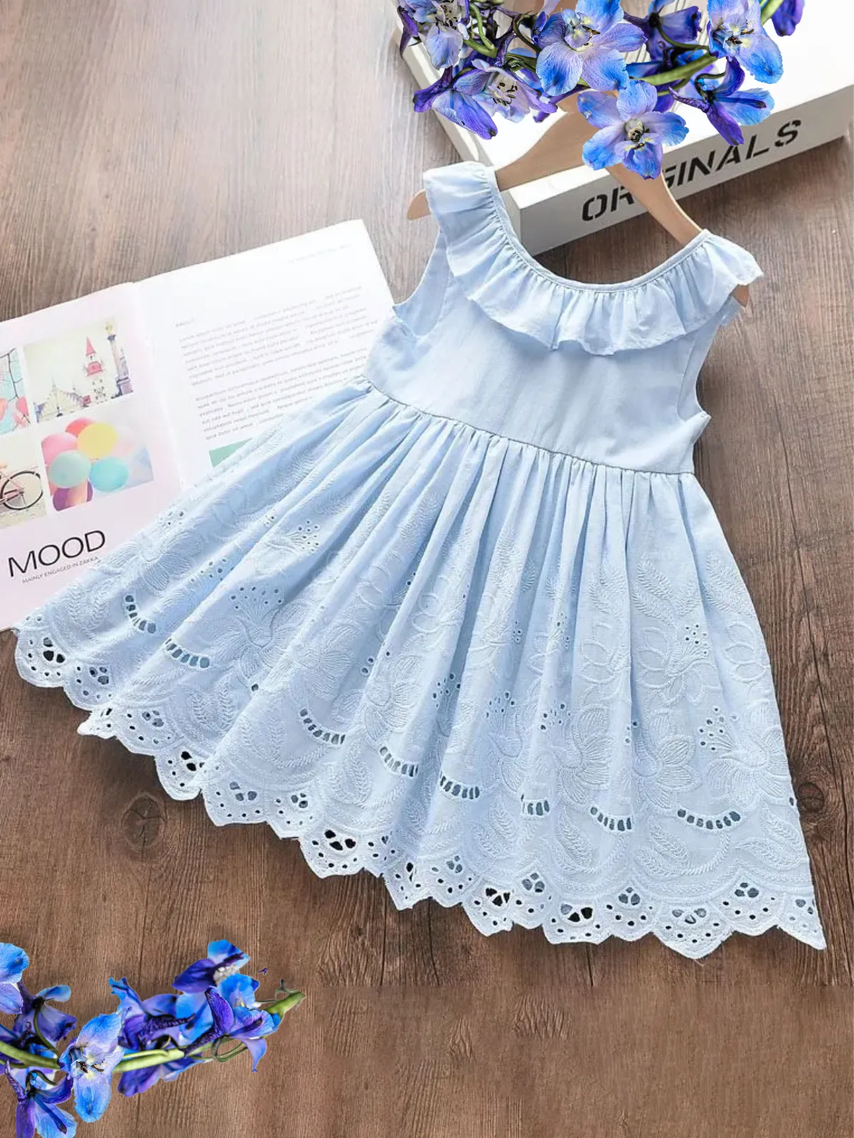 Breezy Baby Doll Eyelet Ruffle Dress