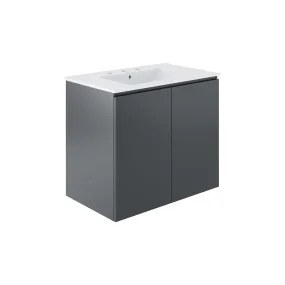 Bryn 30" Wall-Mount Bathroom Vanity By Modway - EEI-5778 - Gray White