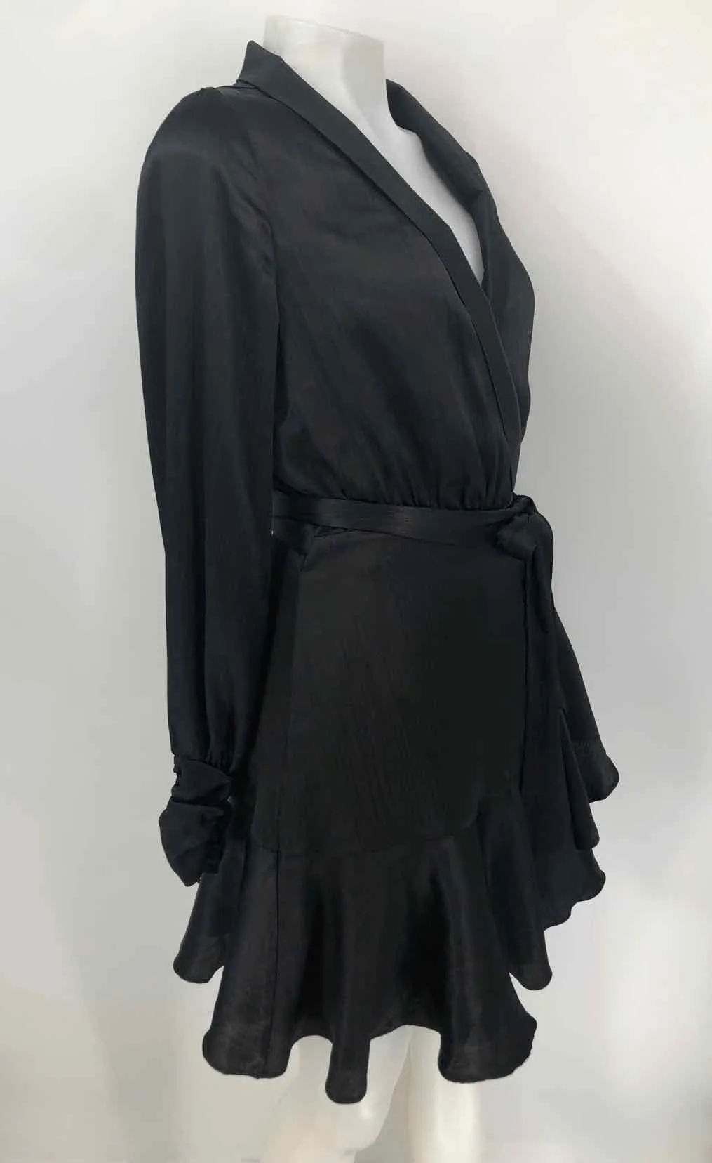 BTFL-life Black Satin Mini Wrap Size X-SMALL Dress