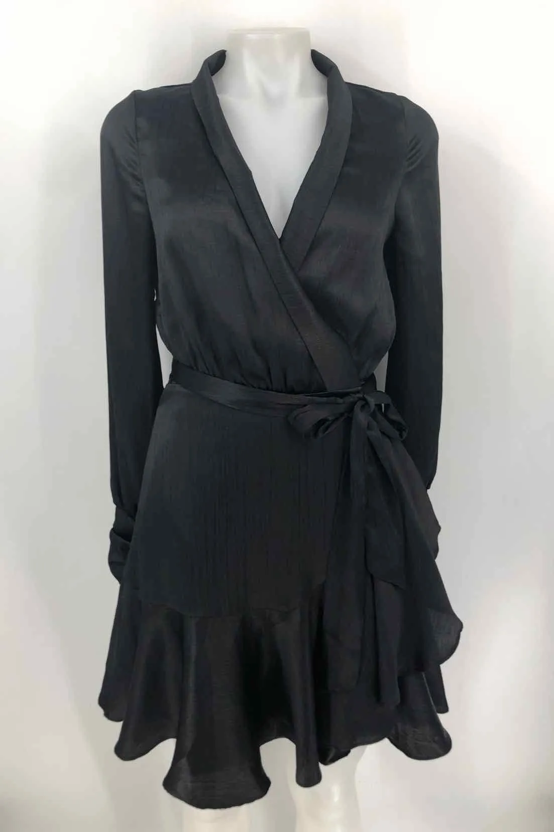 BTFL-life Black Satin Mini Wrap Size X-SMALL Dress