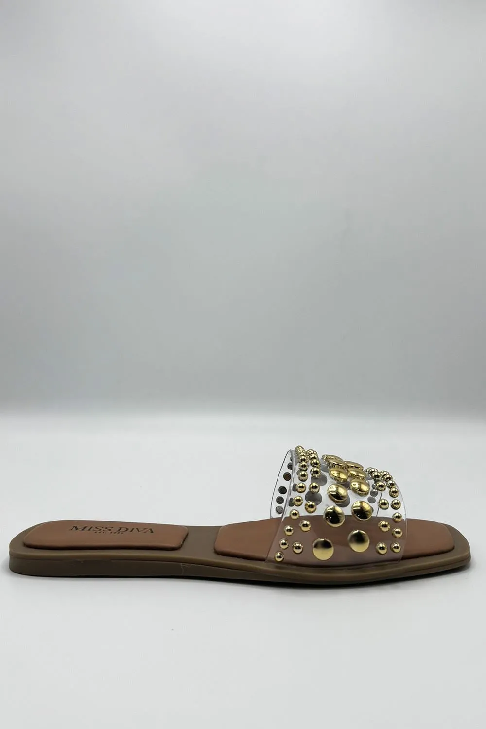 Calista Stud Embedded Strap Sliders in Clear