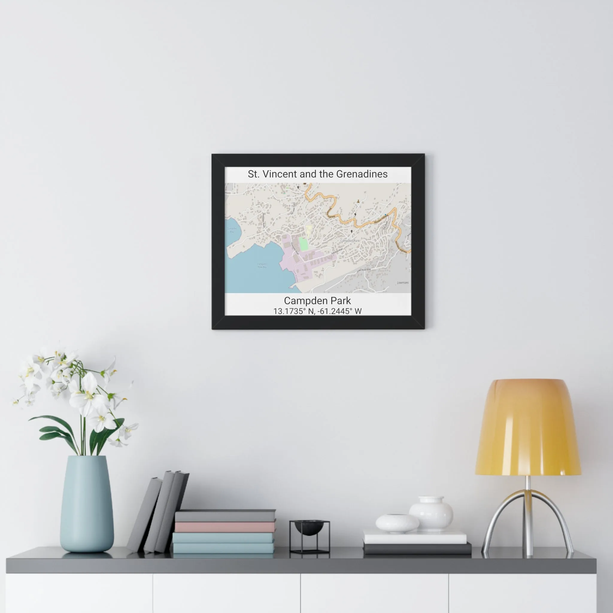 Campden Park St. Vincent and the Grenadines Map Framed Print Poster, Framed Vertical Poster Framed Horizontal Poster