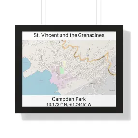 Campden Park St. Vincent and the Grenadines Map Framed Print Poster, Framed Vertical Poster Framed Horizontal Poster