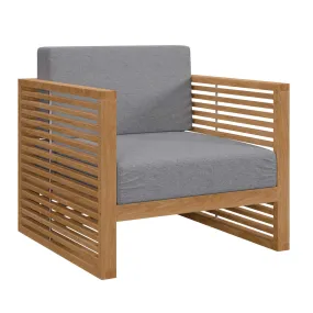 Carlsbad Teak Wood Outdoor Patio Armchair By Modway - EEI-5606 - Natural Gray