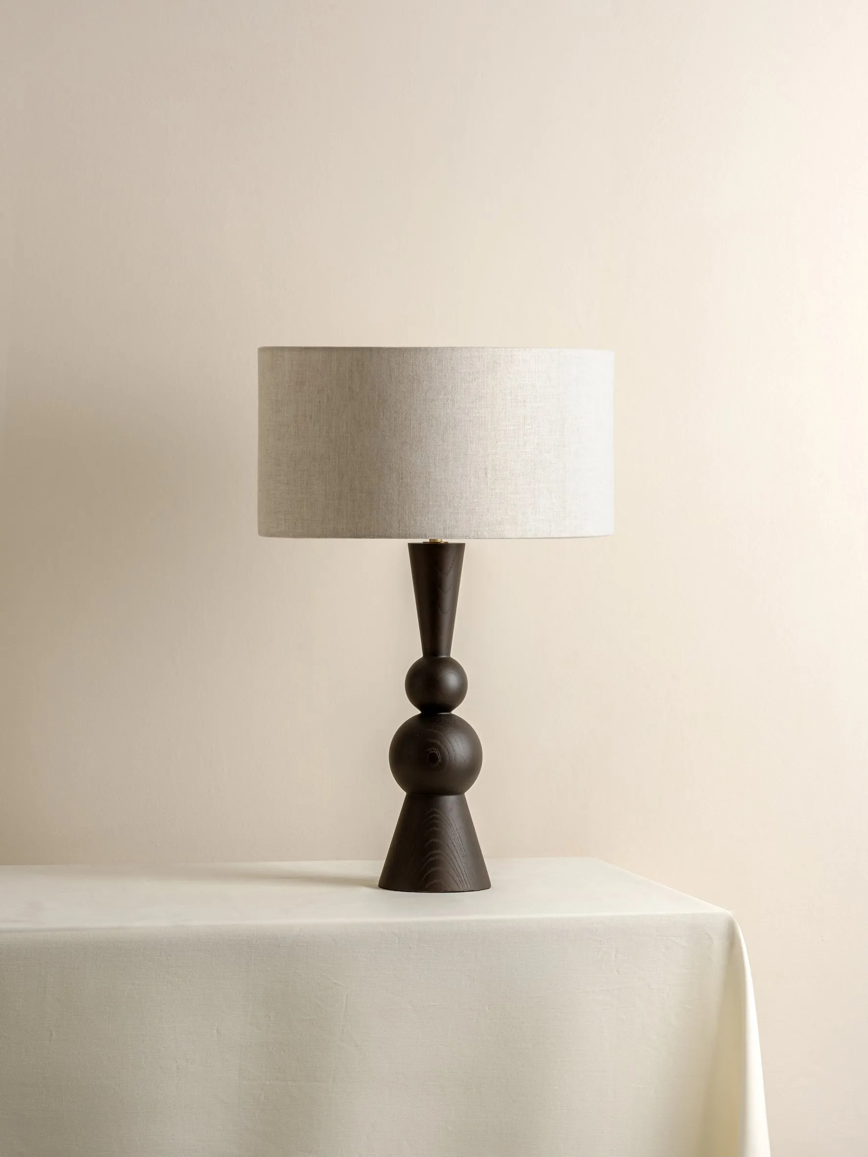 Carmine - dark wood and linen table lamp