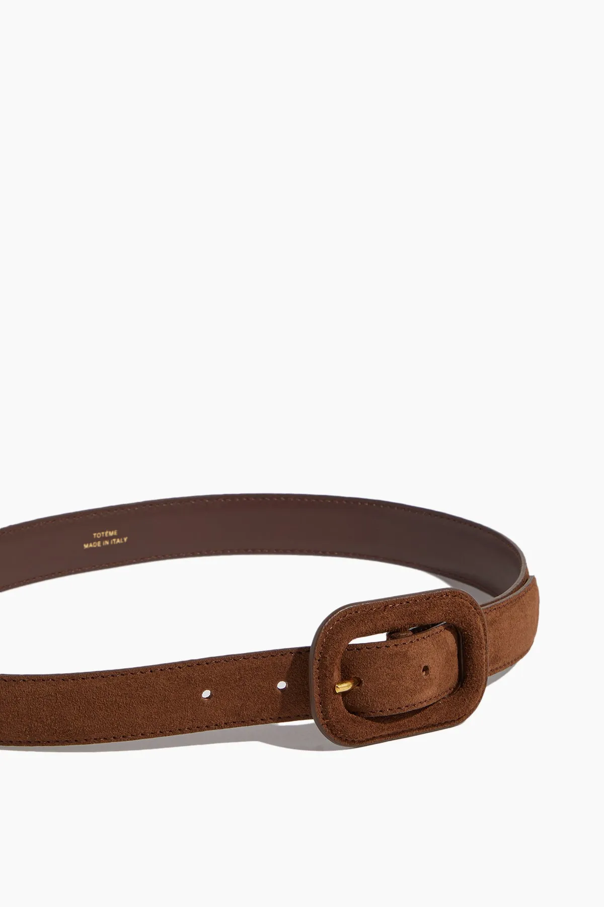 Covered Buckle Belt in Brown Suede