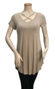 Criss-Cross Short Sleeve Tunic Top