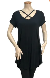 Criss-Cross Short Sleeve Tunic Top