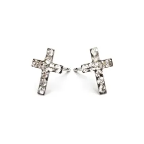 Cross April Birthstone Earrings