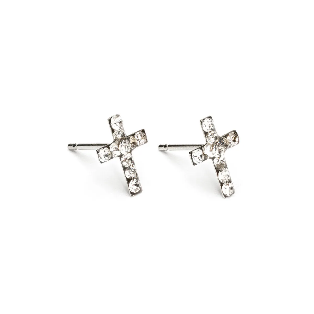 Cross April Birthstone Earrings