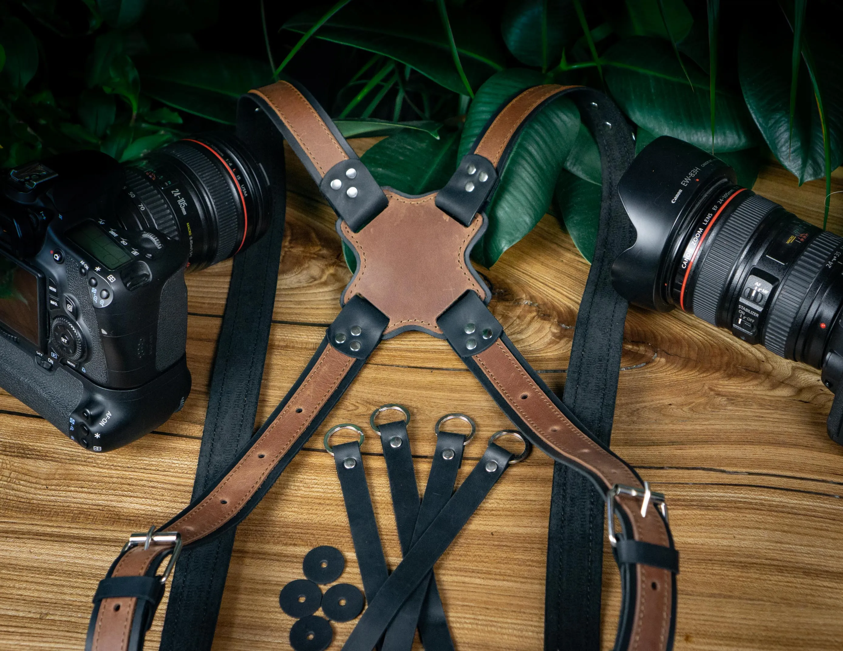 CUSTOM LEATHER CAMERA HARNESS | Dual camera straps | Personalized