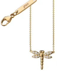 Diamond Critter Dragonfly "Grace" 18K Yellow Gold Necklace