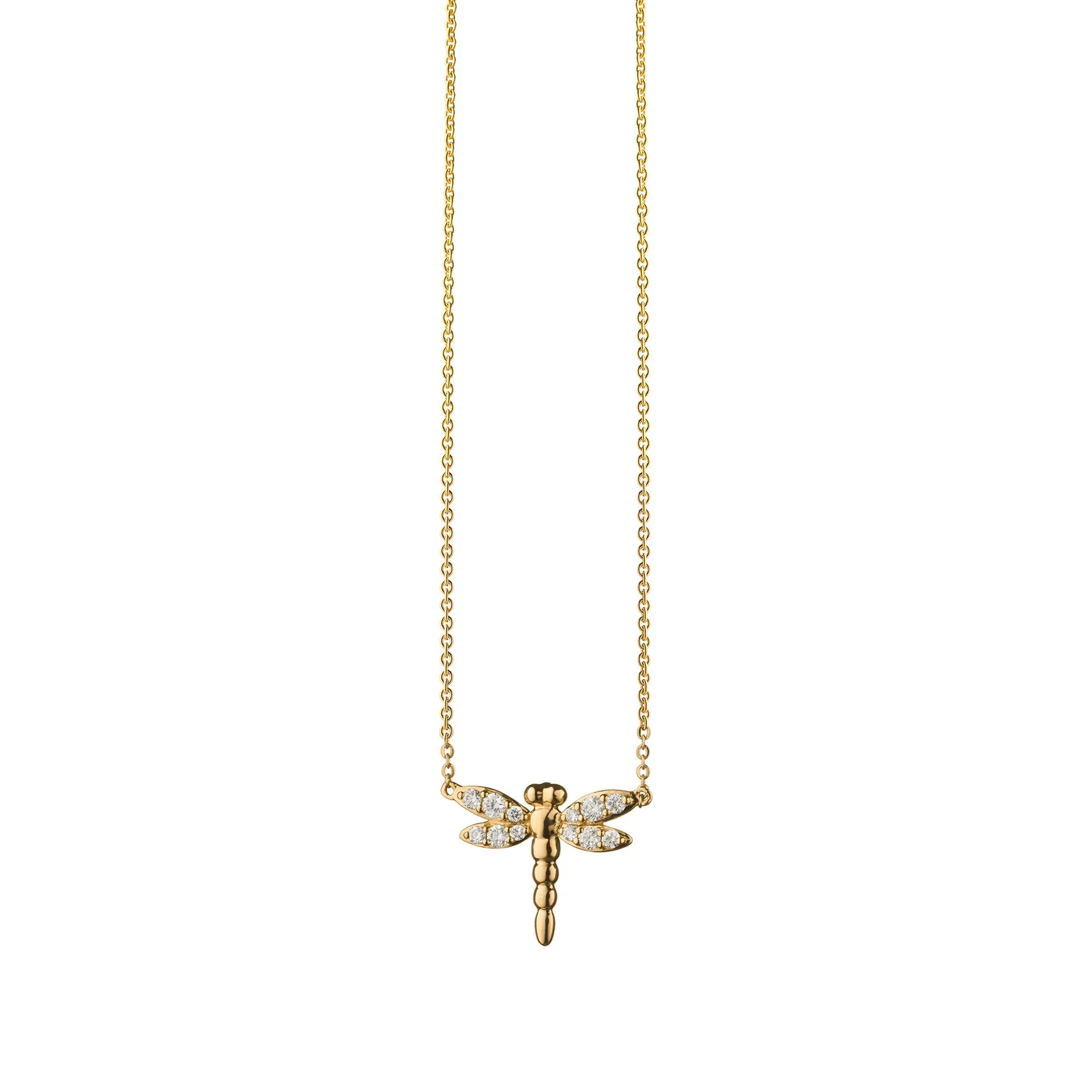 Diamond Critter Dragonfly "Grace" 18K Yellow Gold Necklace