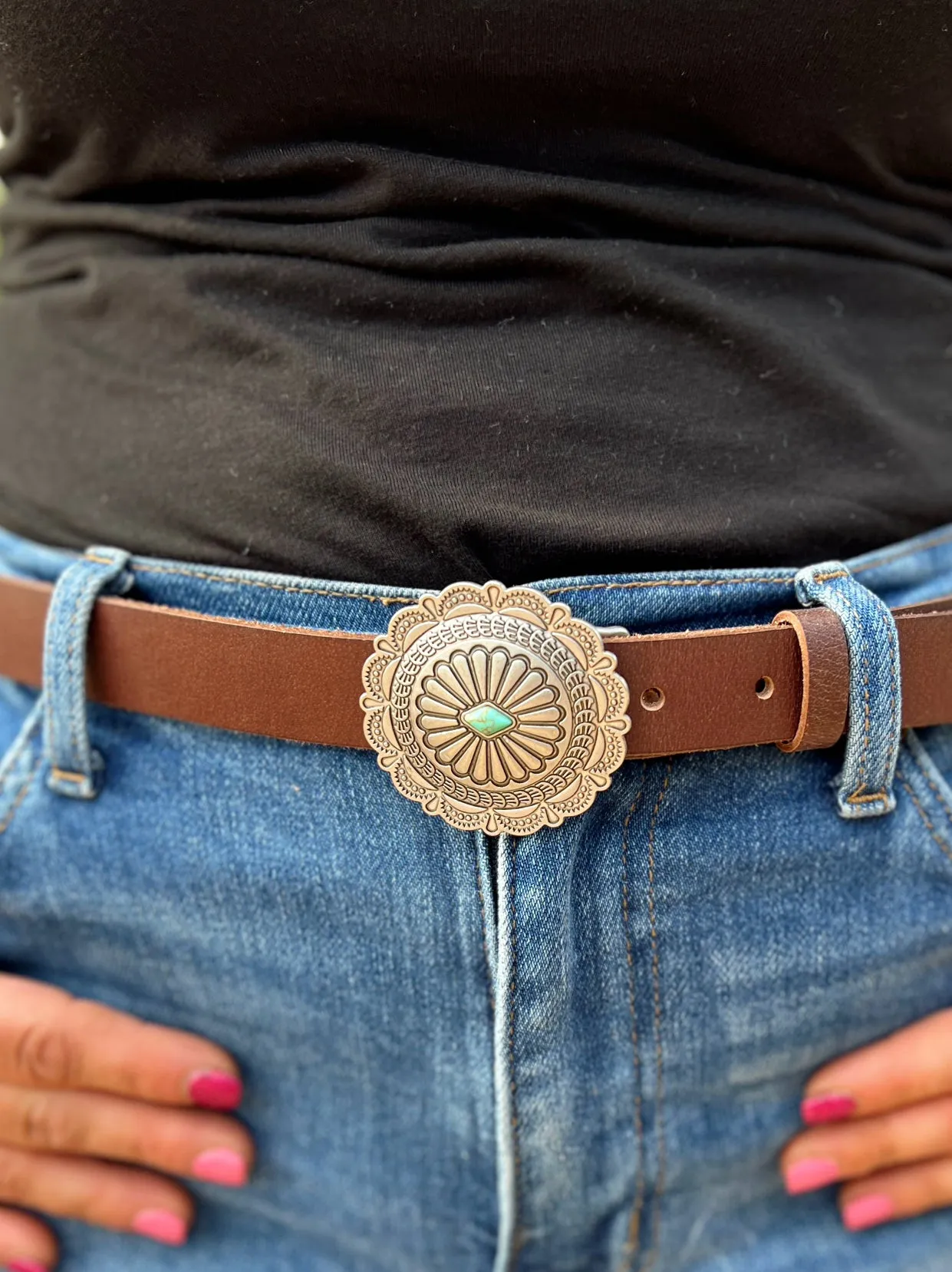 Ease The Fever Skinny Western Leather Belt