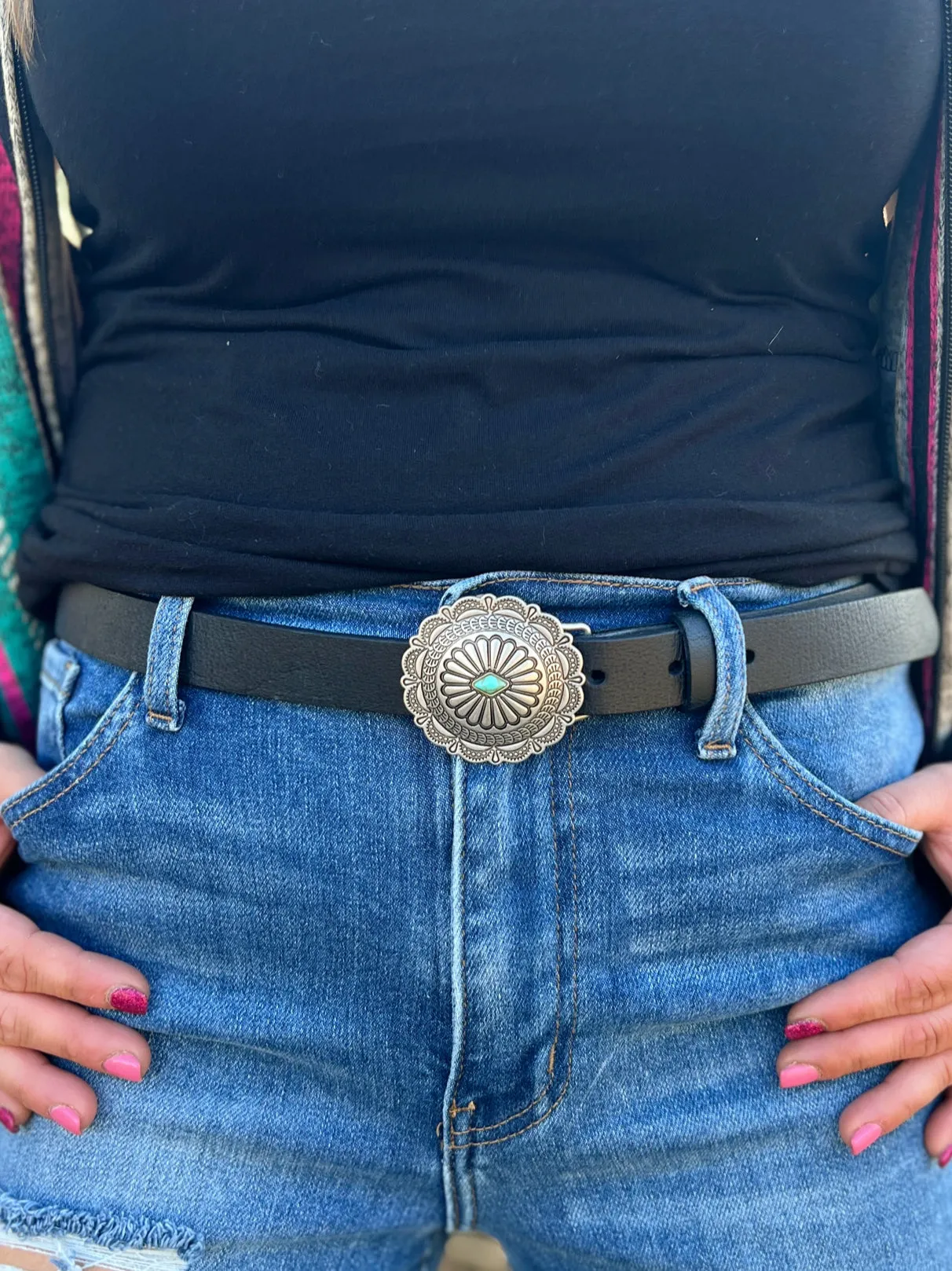 Ease The Fever Skinny Western Leather Belt