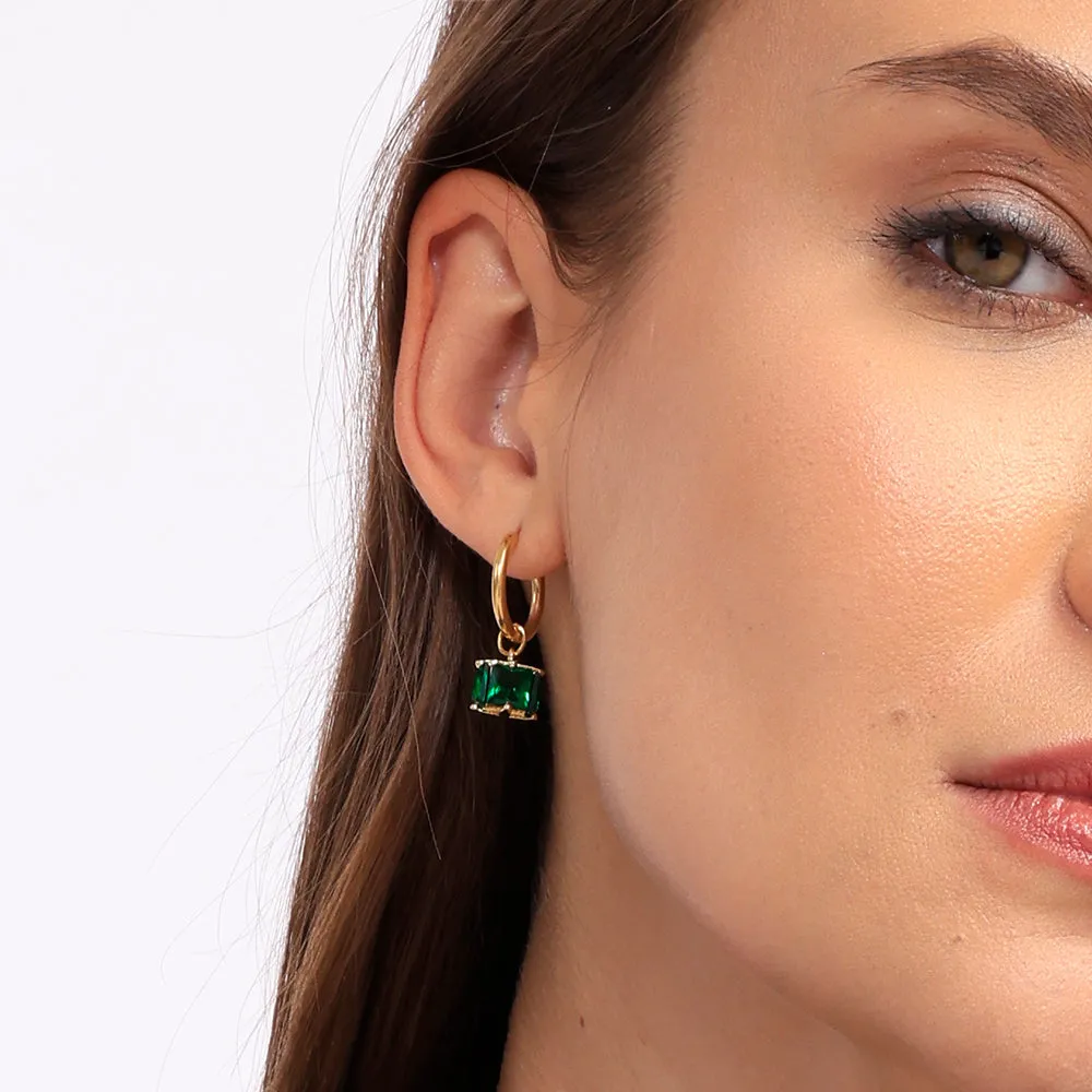 Emerald Hoop Earrings