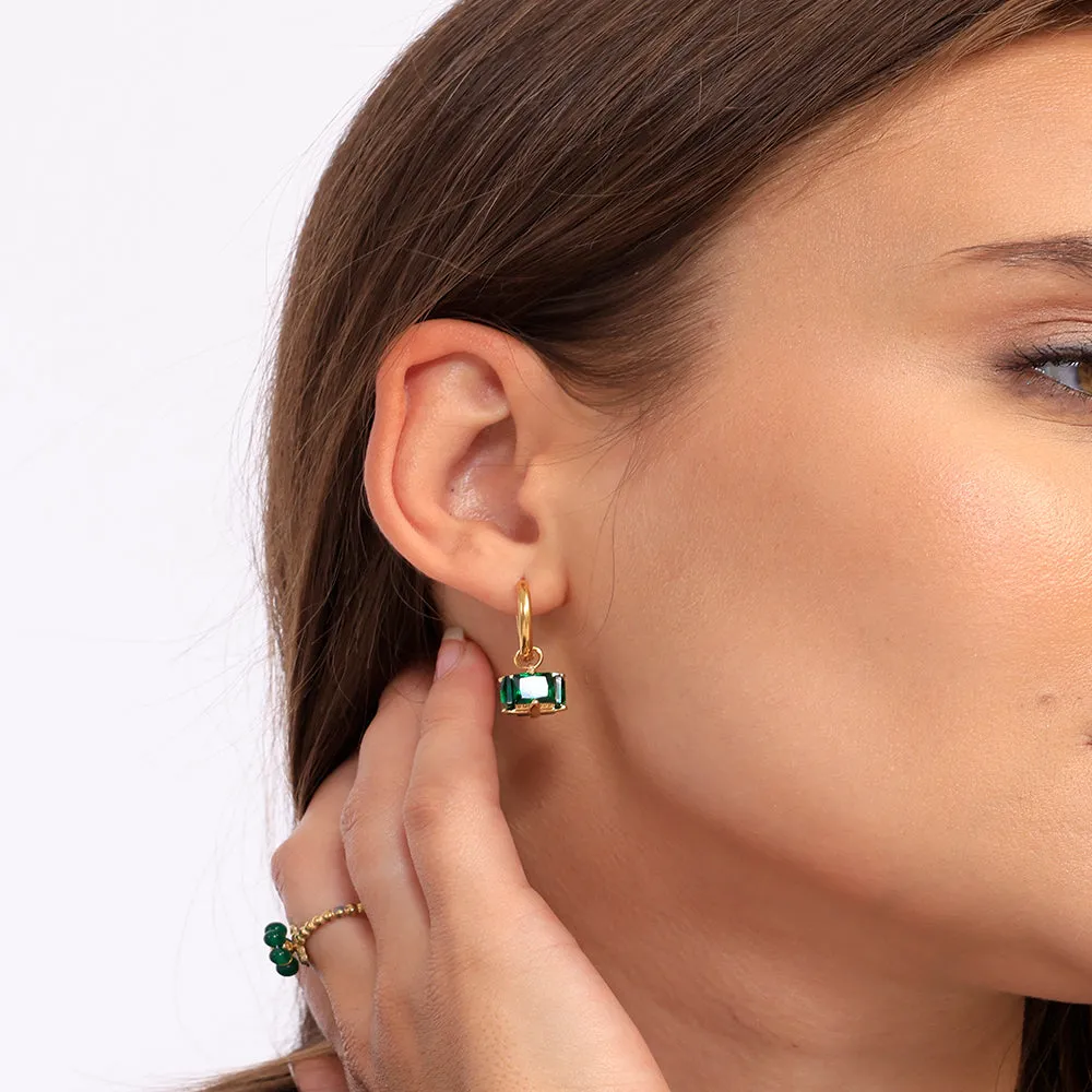 Emerald Hoop Earrings