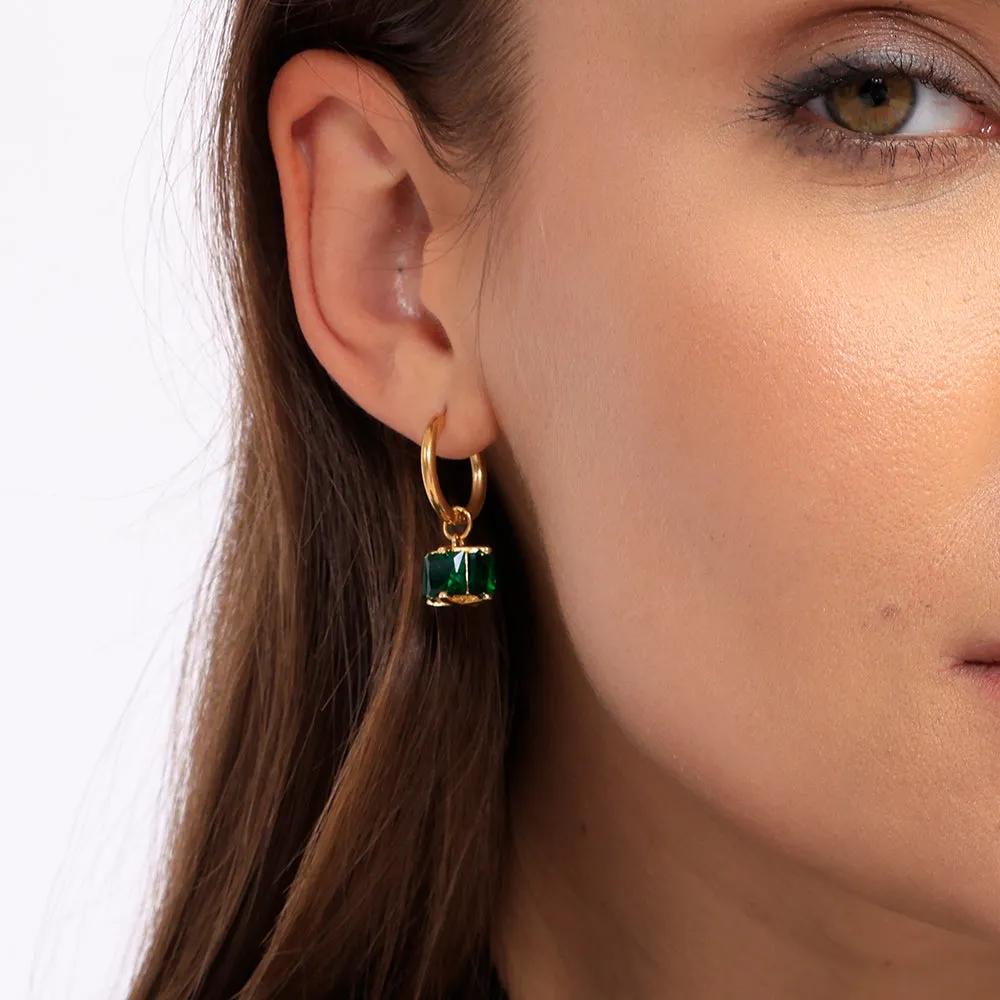 Emerald Hoop Earrings