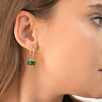 Emerald Hoop Earrings