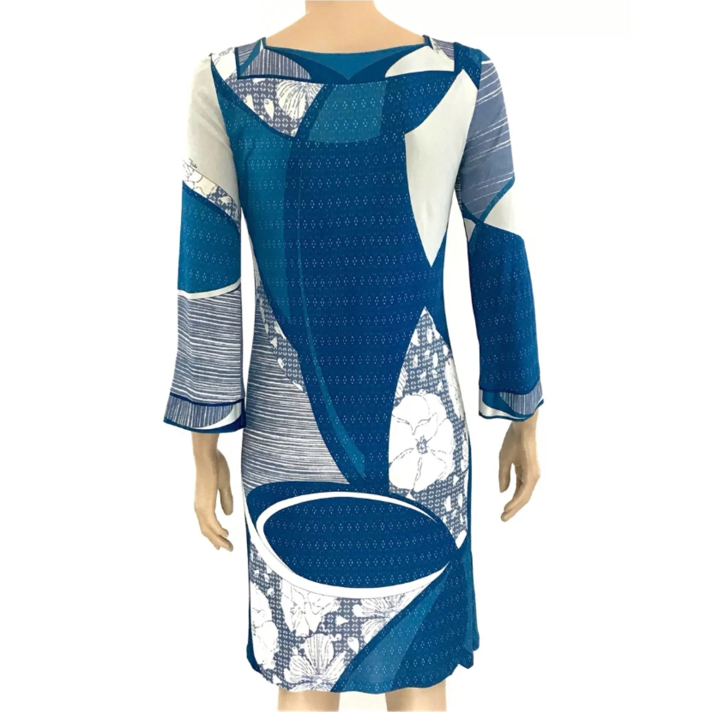 Emilio Pucci Long Sleeve Blue Floral Dress Size US6 | IT40