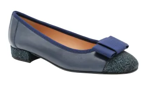 Fabucci Navy Leather Ballet Flat with Bow