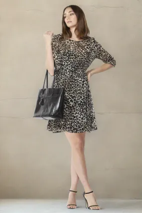 Fate   Becker Dare Tie Waist Dress in Leopard